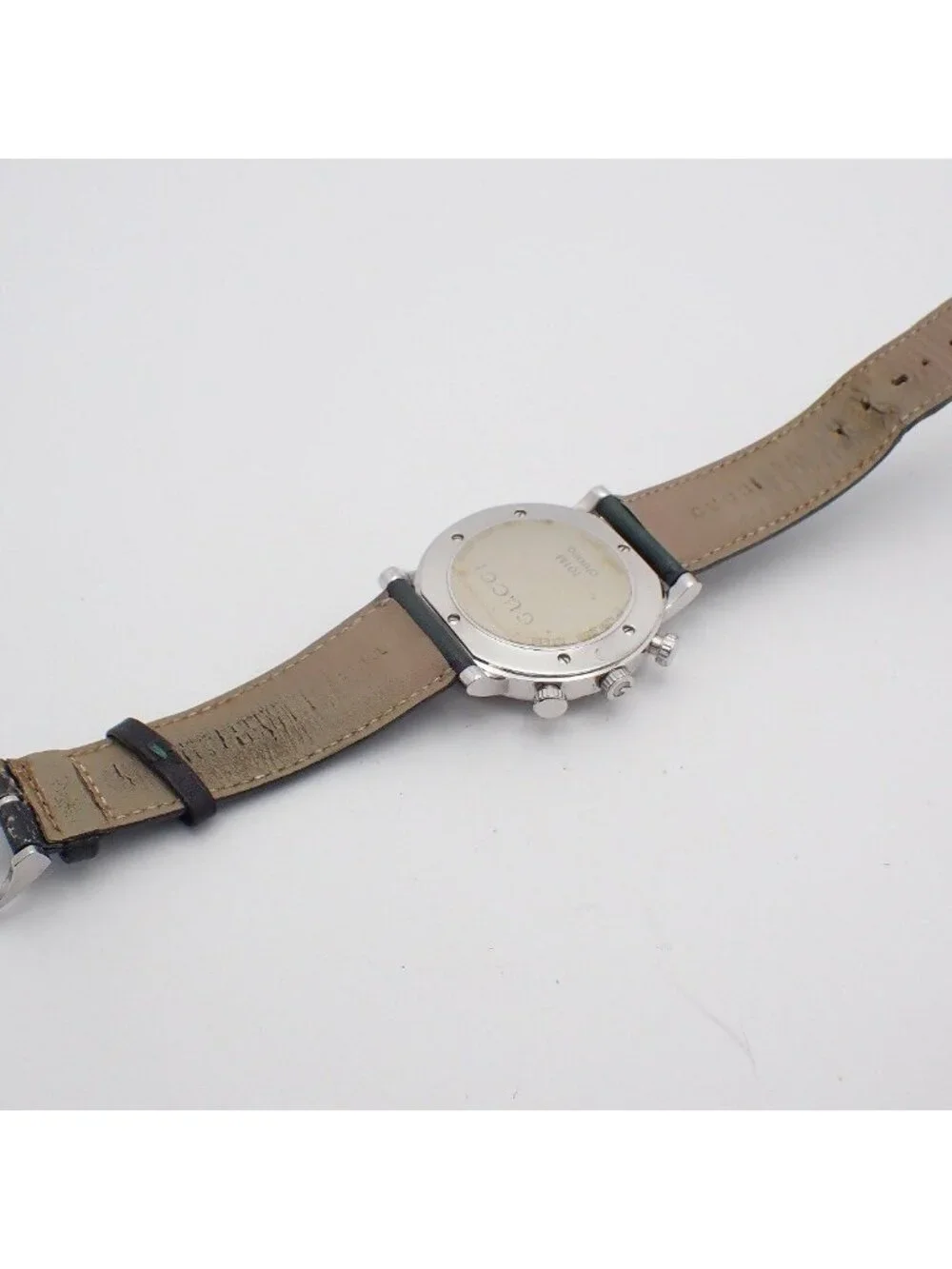 Gucci Chrono Chronograph Quartz Watch Diamond Shell Dial Leather Pawn